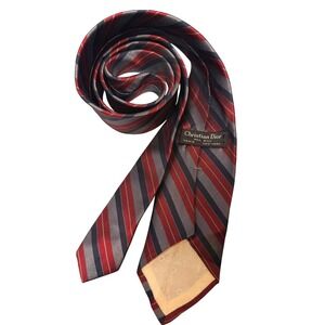 Christian Dior Striped Silk Tie Paris‎ New York Men's Necktie vintage